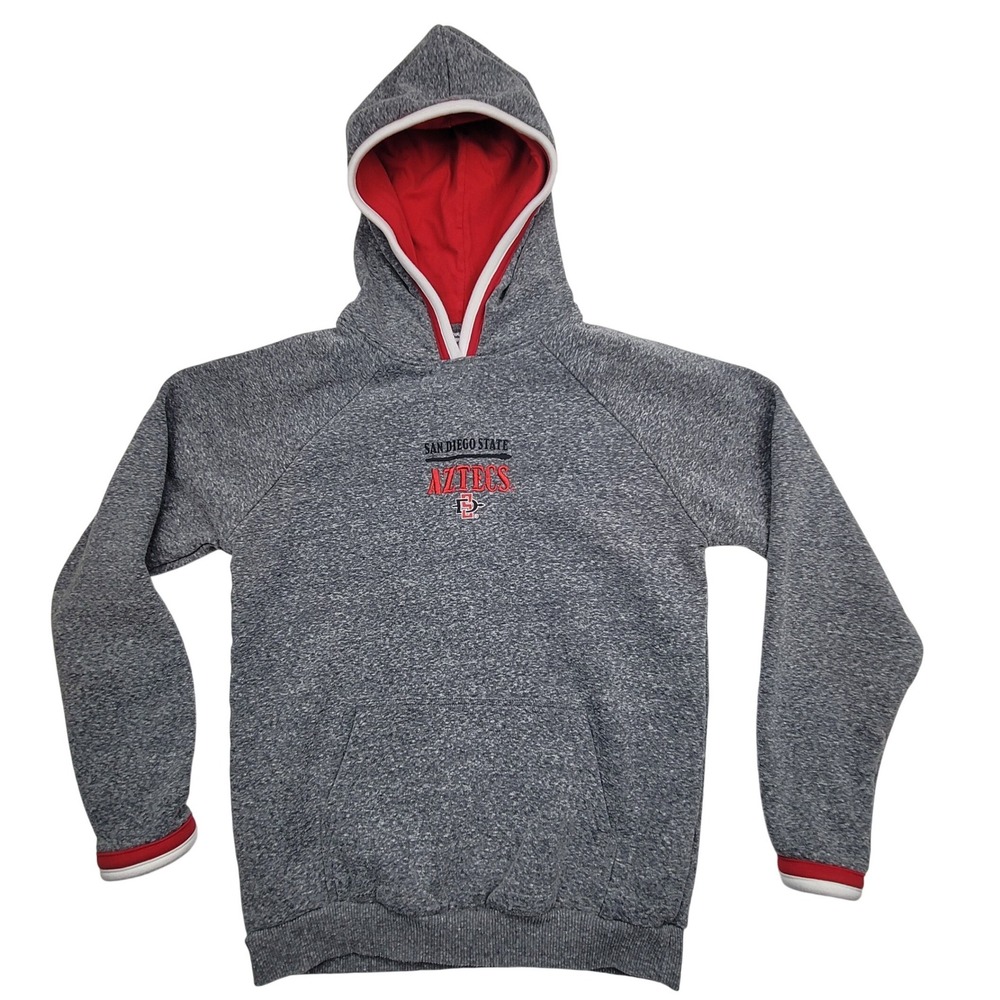 San Diego State Aztecs Hoodie Men M Gray Red Lined NCAA Pullover Champion